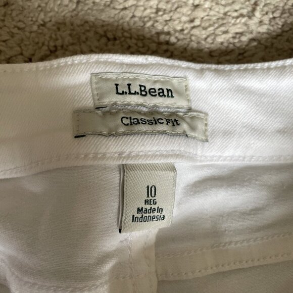 LL Bean Classic Fit Ankle Jeans Womens 10 White DenimStraight Leg Casual Stretch - Picture 9 of 11